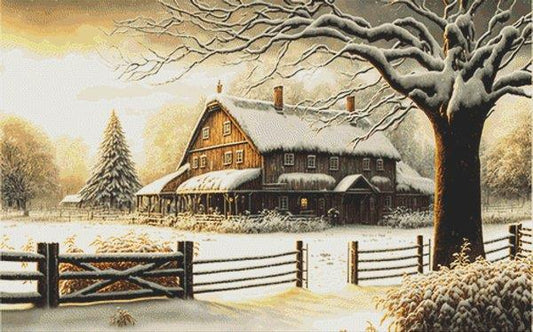 Winter Farmhouse / White Willow Stitching