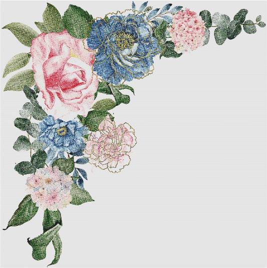 Pink and Blue Floral Bouquet / X Squared Cross Stitch / 49080