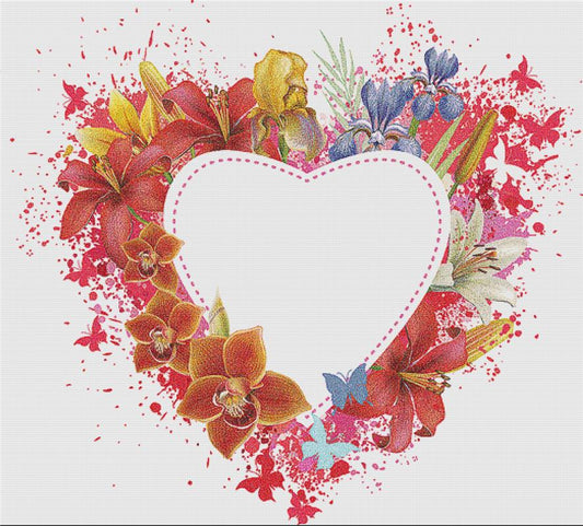 Heart With Flowers and Butterflies / X Squared Cross Stitch / 49108