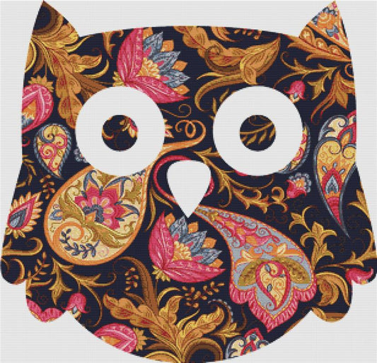 Magenta and Gold Paisley Owl / X Squared Cross Stitch / 49109