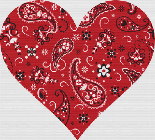 Red Paisley Heart / X Squared Cross Stitch / 49110