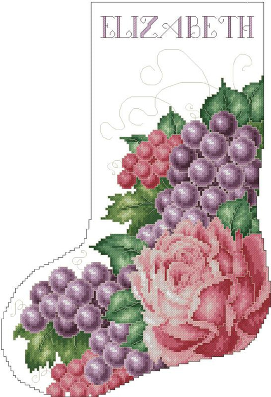 Rose And Grapes Christmas Stocking / Kitty & Me Designs