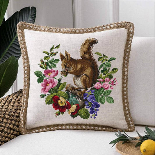 Roses & Squirrel-A / Antique Needlework Design