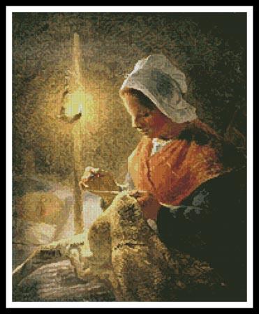 Woman Sewing by Lamplight - #11231 / Artecy Cross Stitch