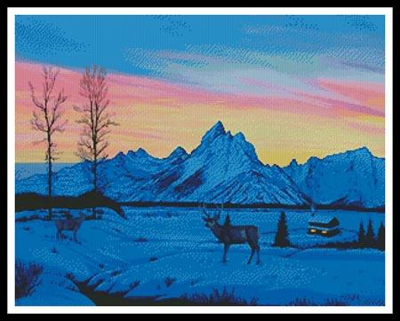Teton Sunset in Winter - #11268-MB / Artecy Cross Stitch