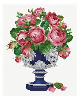 Roses In Blue & Silver Cup / Ellen Maurer-Stroh