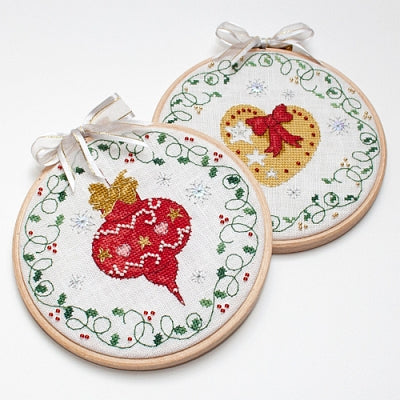 Bauble & Heart Christmas Hoops / Faby Reilly Designs