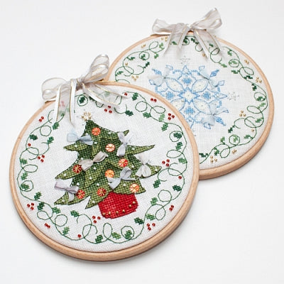 Tree & Flake Christmas Hoops / Faby Reilly Designs
