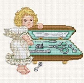 Stitching Angel with Sewing Set / Ellen Maurer-Stroh